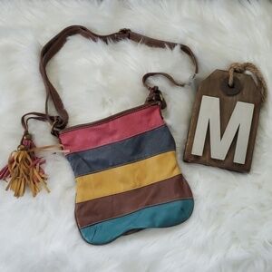 Chateau multicolored striped crossbody purse